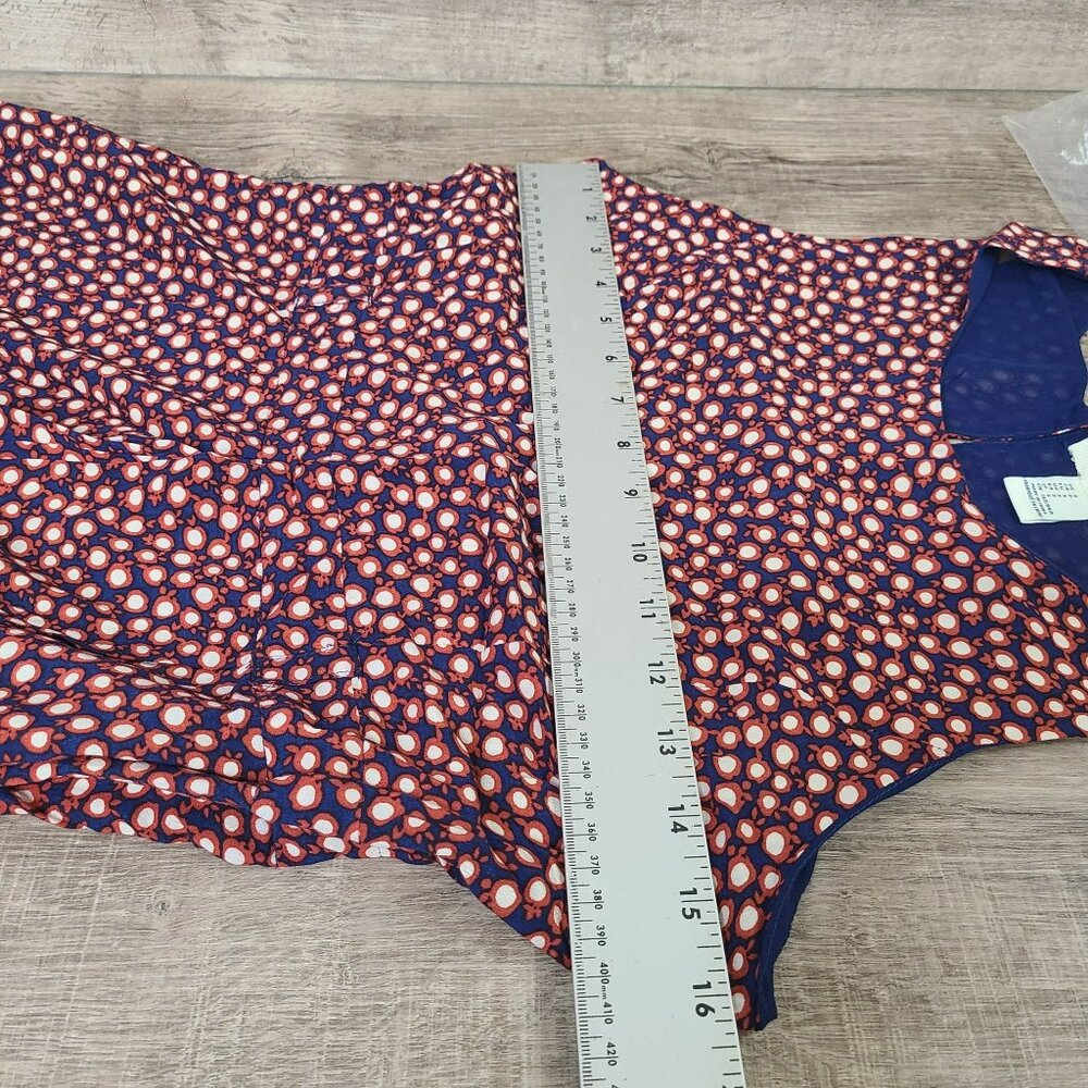 I Love H81 Womens SM Sleeveless Apple Polka Dot Print Dress Blue Red Rayon Lined - Picture 7 of 12